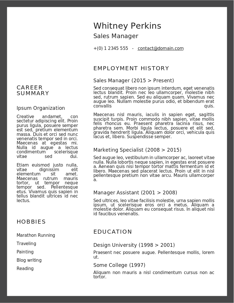 Minimalisticlean CV – Vorschau